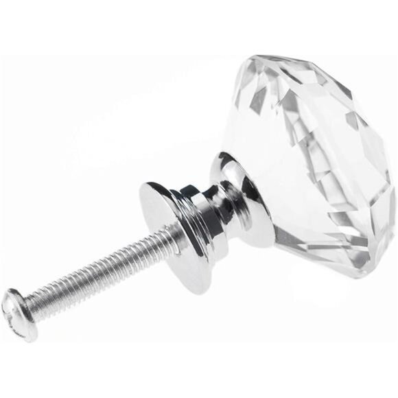 12 Pack Drawer Knobs Diamond Shaped Crystal Glass 30mm Cabinet Knobs - Picture 4 of 7